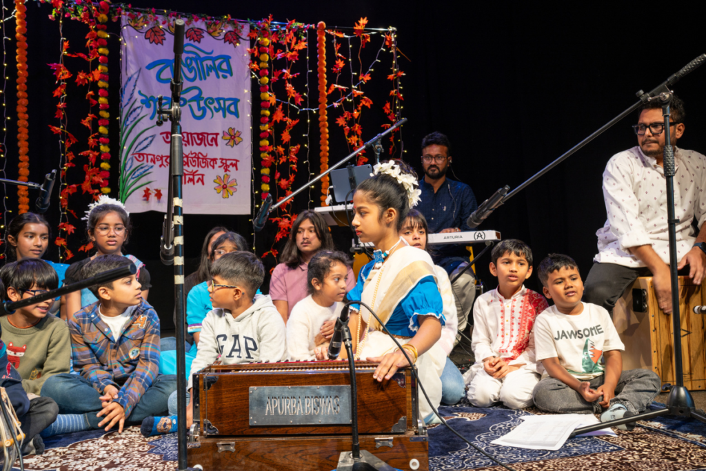 Children presenting a vocal recital at Tanpura Music School